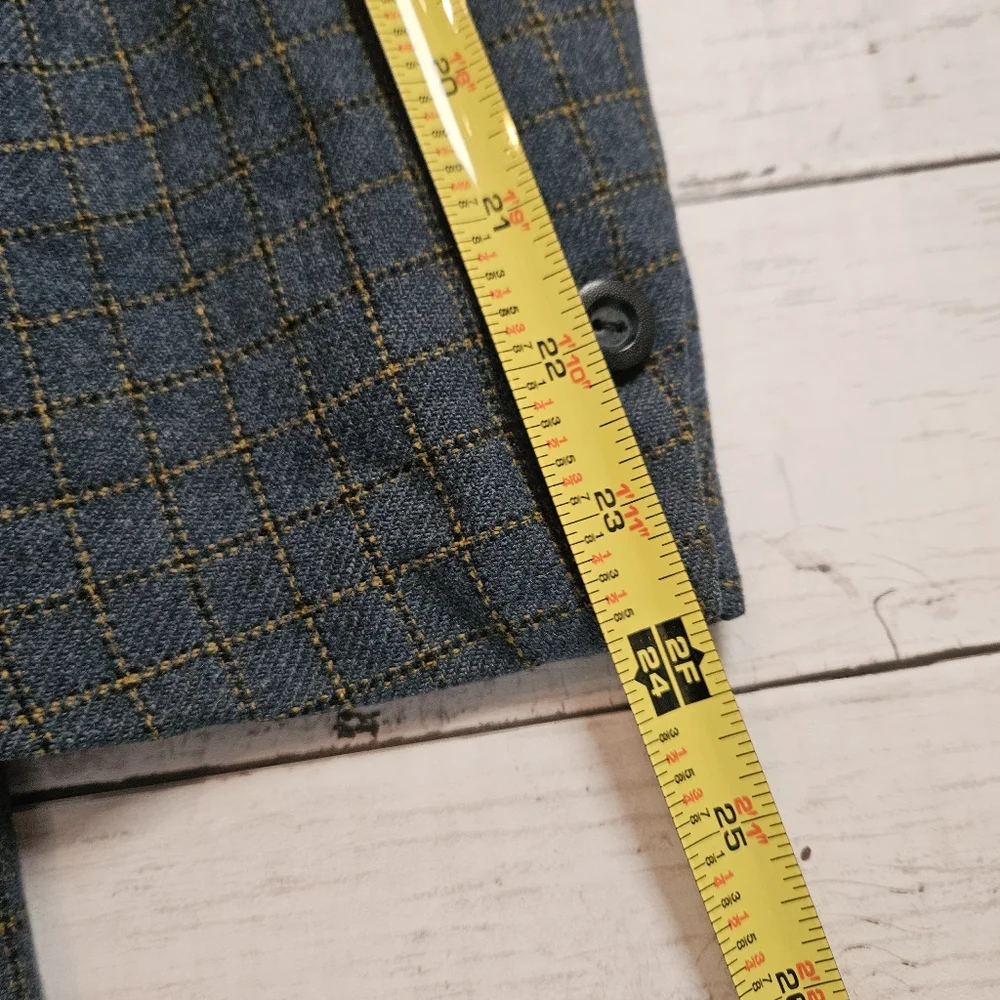 Vintage 90s Blue Wool Windowpane Blazer 40R Gano Downs‎ Avant Wool Academia
